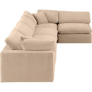 Meridian Comfy Beige Velvet Modular Sectional IMAGE 9