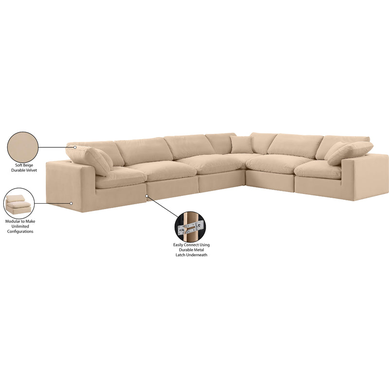 Meridian Comfy Beige Velvet Modular Sectional IMAGE 11