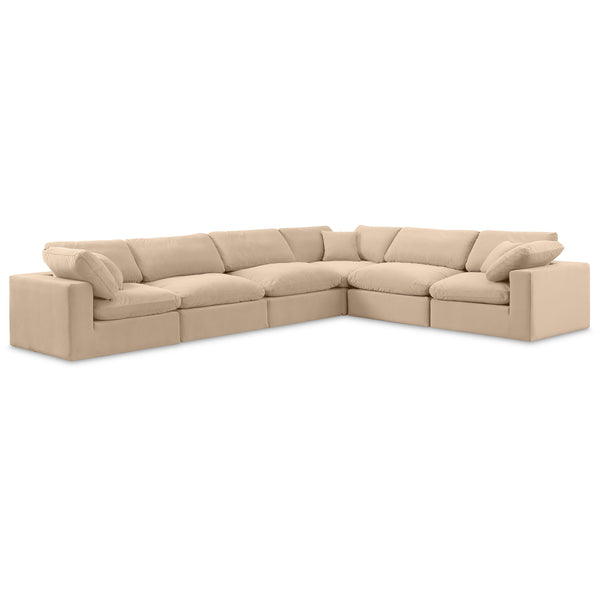 Meridian Comfy Beige Velvet Modular Sectional IMAGE 1