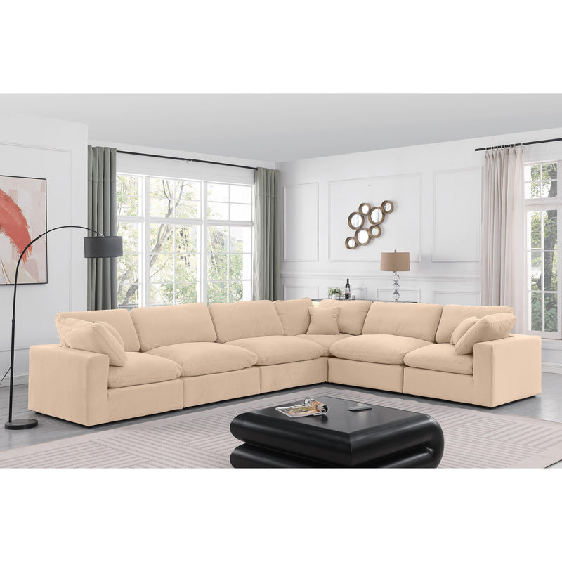 Meridian Comfy Beige Velvet Modular Sectional IMAGE 2