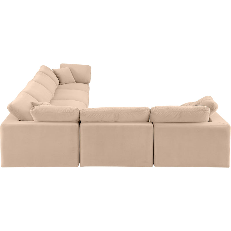 Meridian Comfy Beige Velvet Modular Sectional IMAGE 4