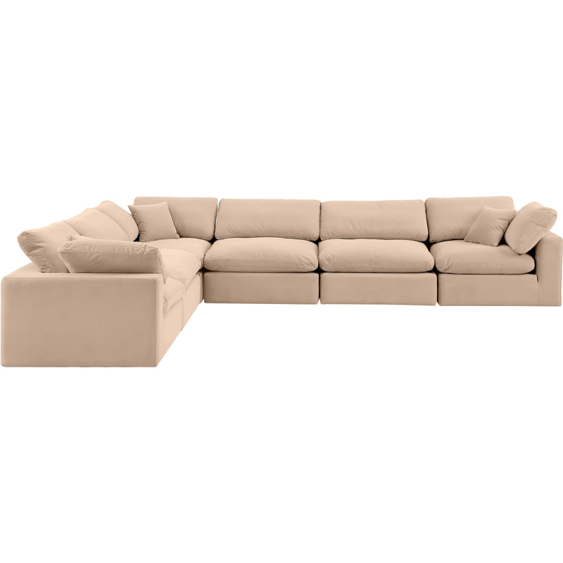 Meridian Comfy Beige Velvet Modular Sectional IMAGE 5