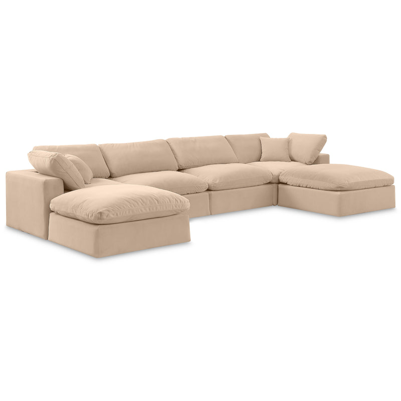 Meridian Comfy Beige Velvet Modular Sectional IMAGE 1