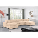 Meridian Comfy Beige Velvet Modular Sectional IMAGE 2