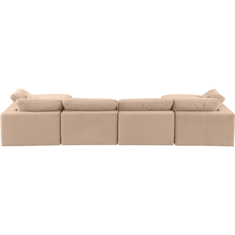 Meridian Comfy Beige Velvet Modular Sectional IMAGE 3