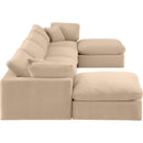 Meridian Comfy Beige Velvet Modular Sectional IMAGE 4