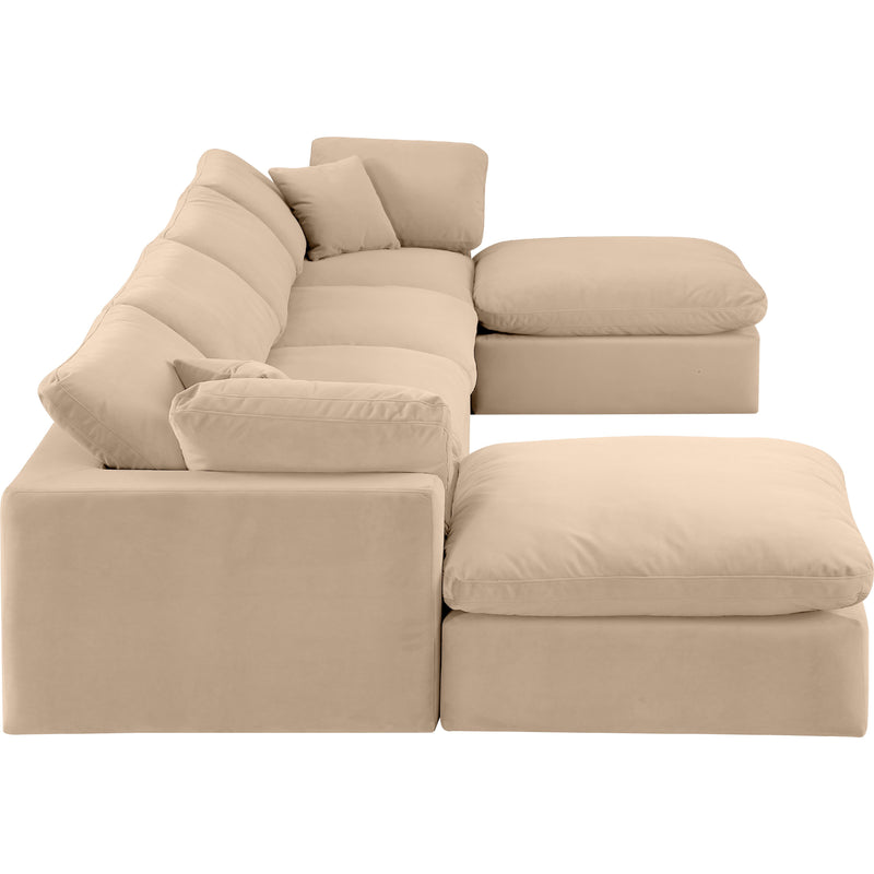 Meridian Comfy Beige Velvet Modular Sectional IMAGE 4