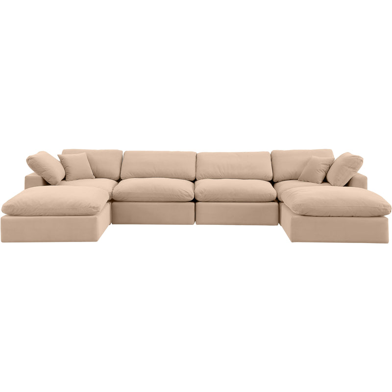 Meridian Comfy Beige Velvet Modular Sectional IMAGE 5