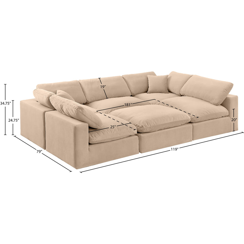 Meridian Comfy Beige Velvet Modular Sectional IMAGE 10