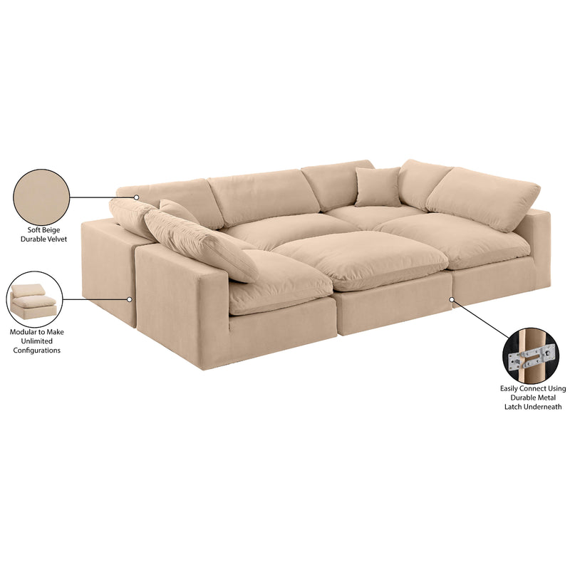 Meridian Comfy Beige Velvet Modular Sectional IMAGE 11