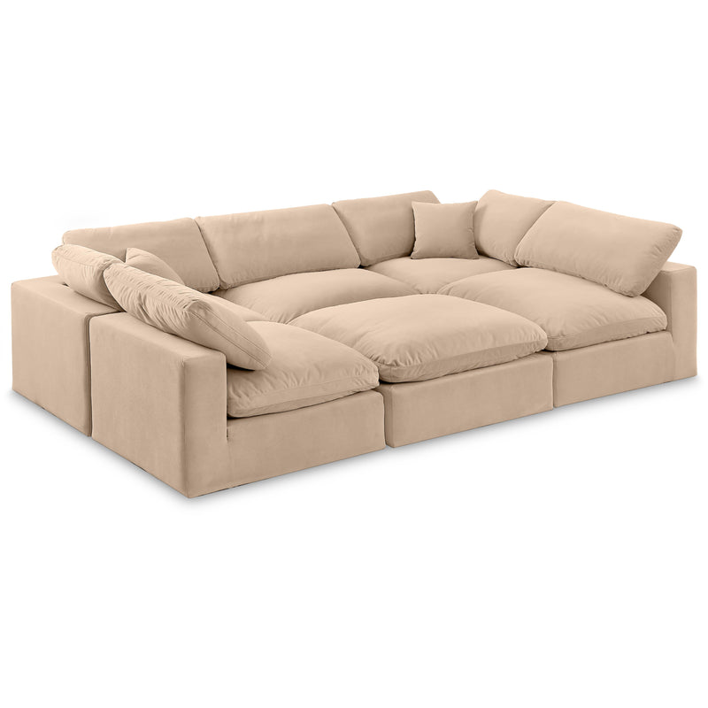 Meridian Comfy Beige Velvet Modular Sectional IMAGE 1
