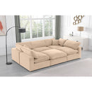 Meridian Comfy Beige Velvet Modular Sectional IMAGE 2