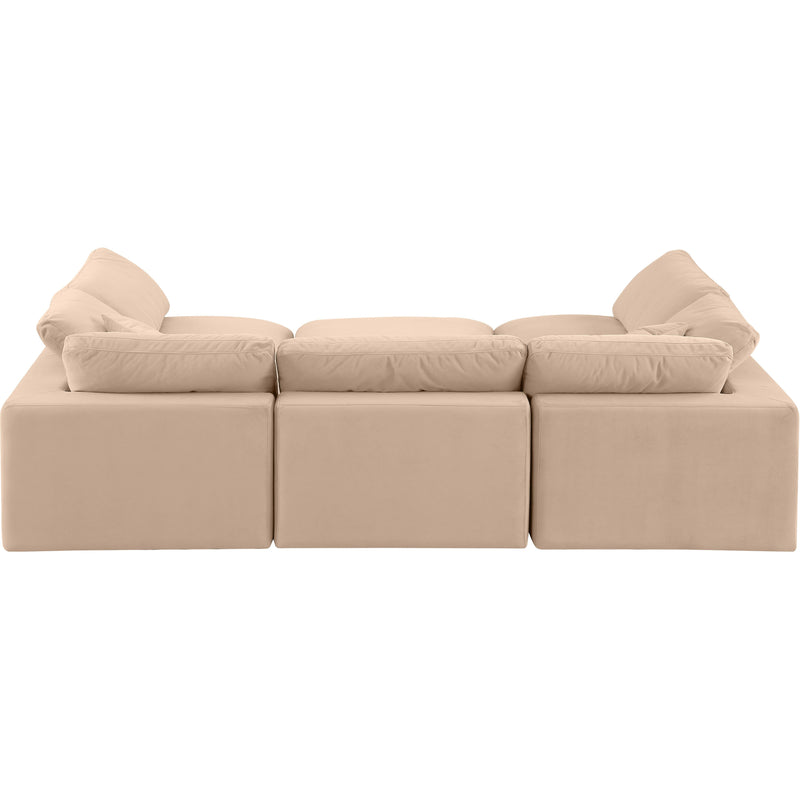 Meridian Comfy Beige Velvet Modular Sectional IMAGE 3