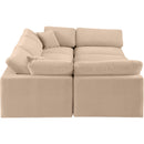 Meridian Comfy Beige Velvet Modular Sectional IMAGE 4