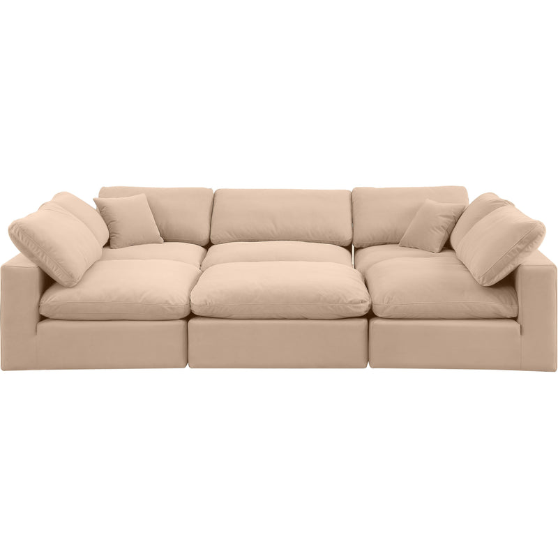 Meridian Comfy Beige Velvet Modular Sectional IMAGE 5