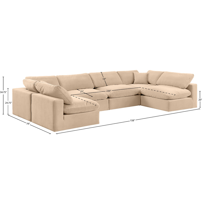 Meridian Comfy Beige Velvet Modular Sectional IMAGE 10