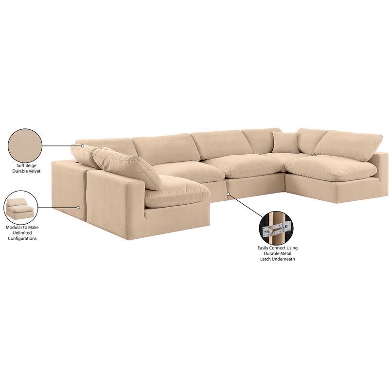 Meridian Comfy Beige Velvet Modular Sectional IMAGE 11