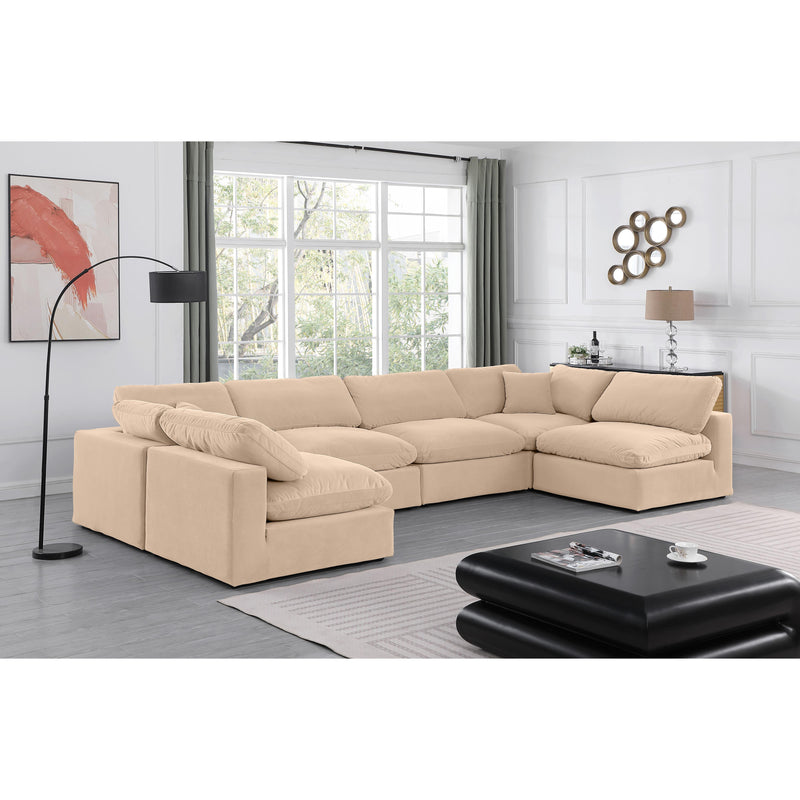 Meridian Comfy Beige Velvet Modular Sectional IMAGE 2