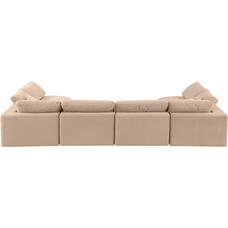 Meridian Comfy Beige Velvet Modular Sectional IMAGE 3