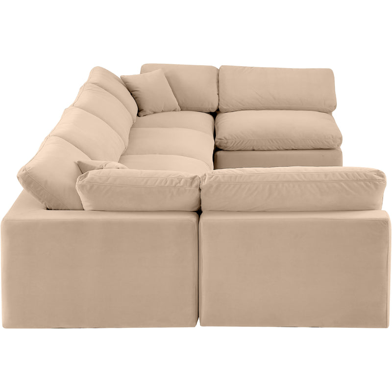 Meridian Comfy Beige Velvet Modular Sectional IMAGE 4