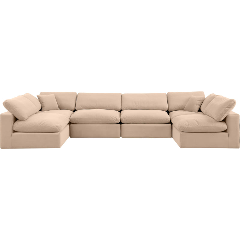 Meridian Comfy Beige Velvet Modular Sectional IMAGE 5