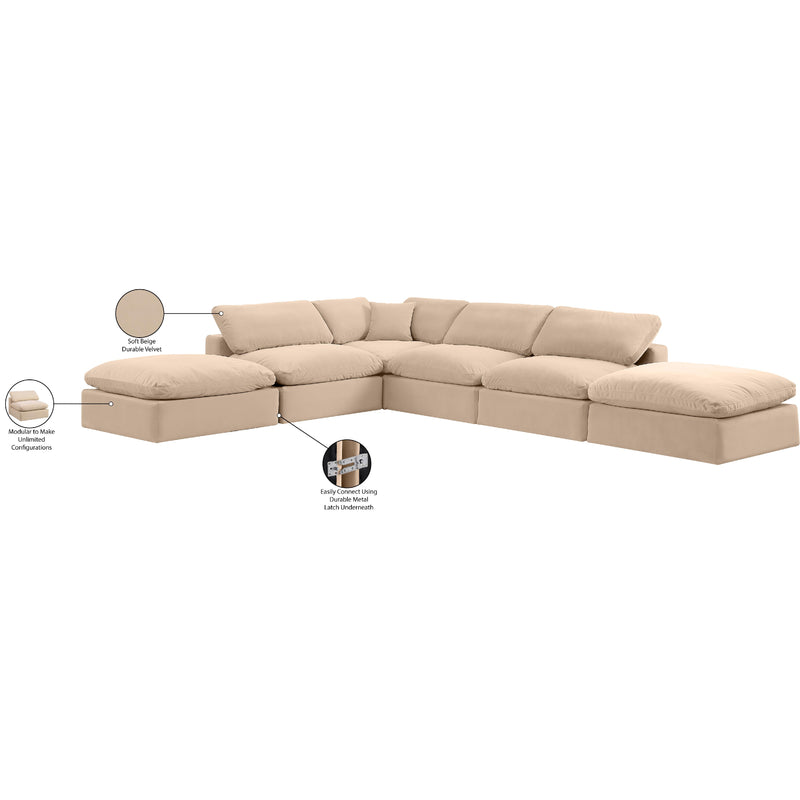 Meridian Comfy Beige Velvet Modular Sectional IMAGE 11