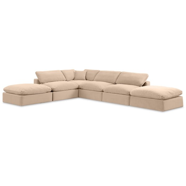 Meridian Comfy Beige Velvet Modular Sectional IMAGE 1