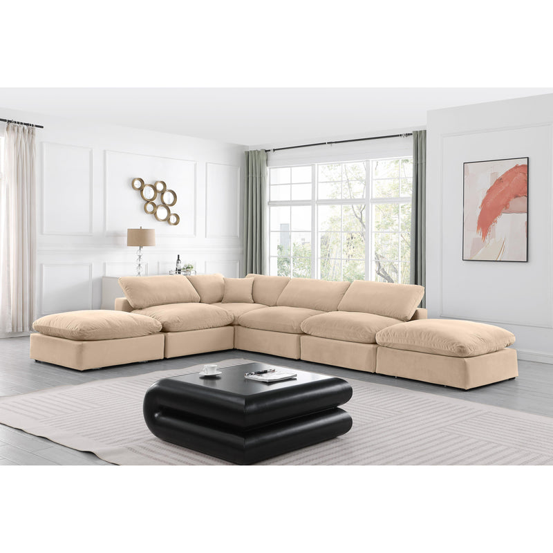 Meridian Comfy Beige Velvet Modular Sectional IMAGE 2