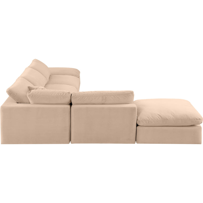 Meridian Comfy Beige Velvet Modular Sectional IMAGE 4