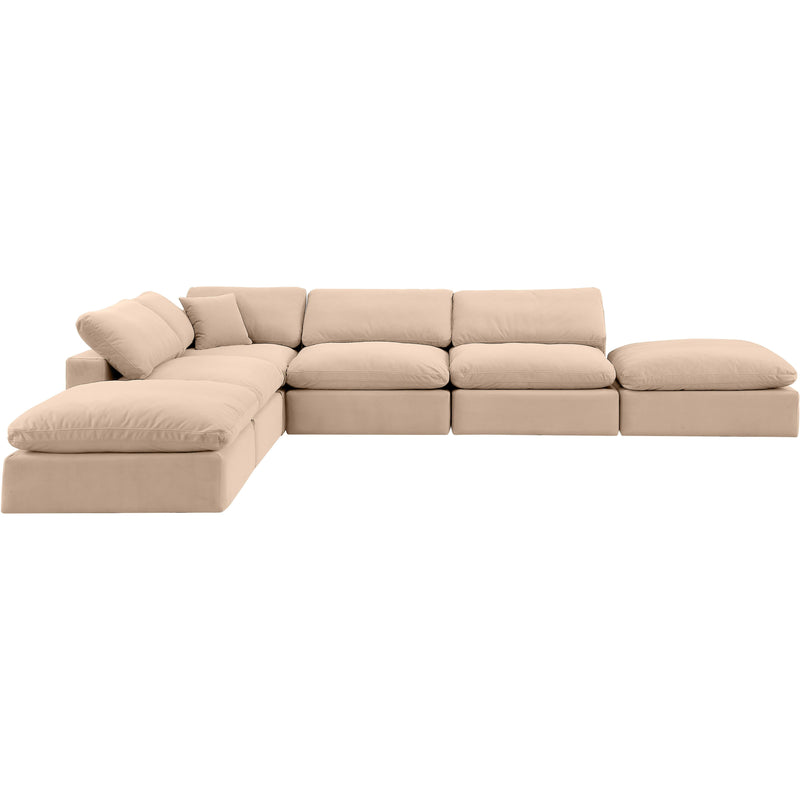 Meridian Comfy Beige Velvet Modular Sectional IMAGE 5