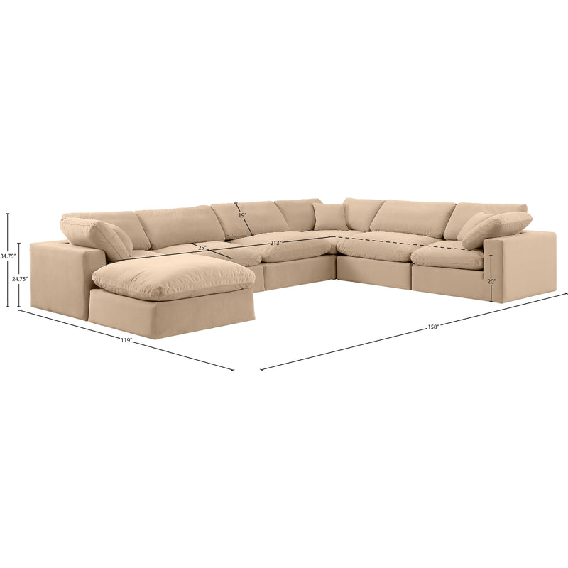 Meridian Comfy Beige Velvet Modular Sectional IMAGE 10