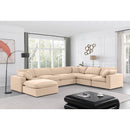 Meridian Comfy Beige Velvet Modular Sectional IMAGE 2