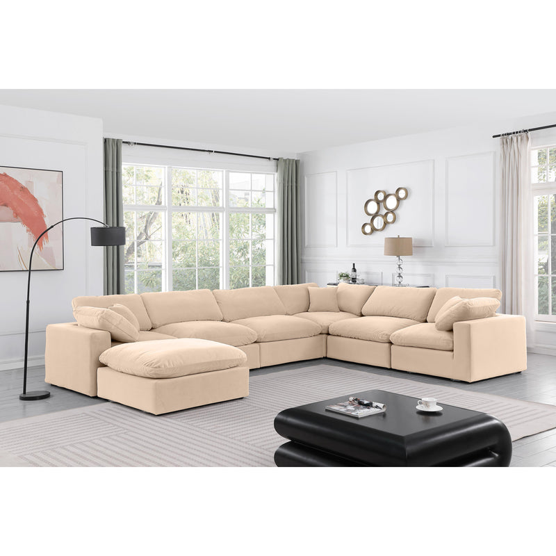 Meridian Comfy Beige Velvet Modular Sectional IMAGE 2