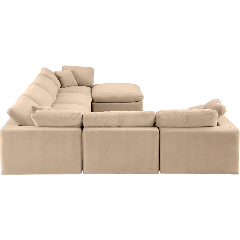 Meridian Comfy Beige Velvet Modular Sectional IMAGE 4