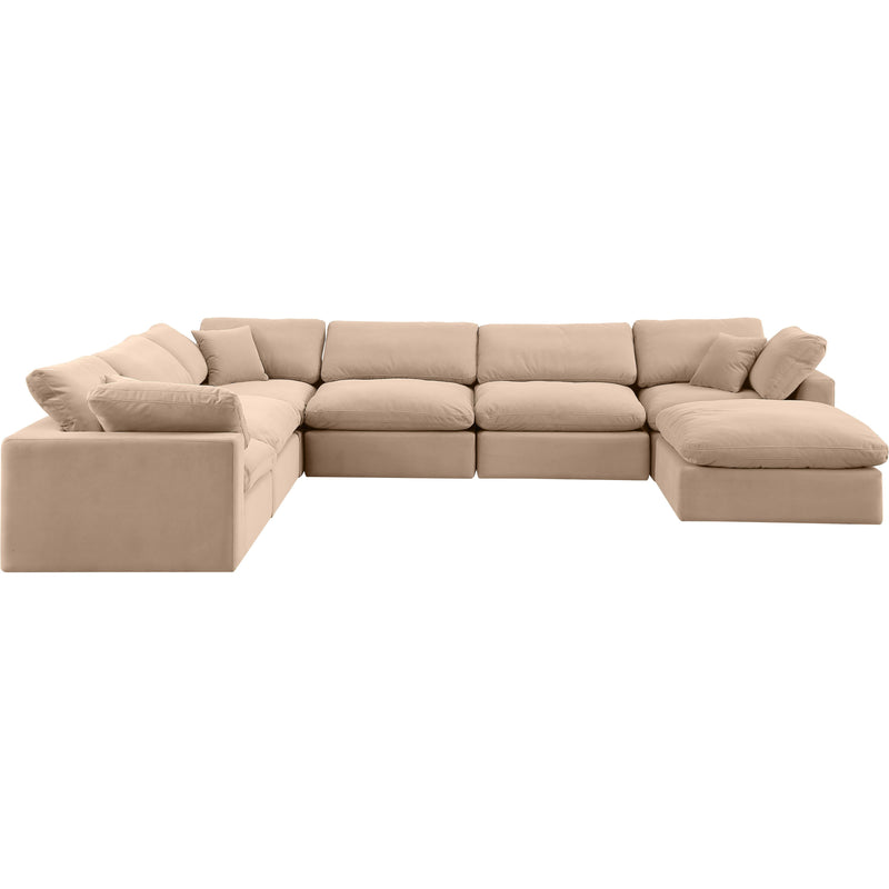 Meridian Comfy Beige Velvet Modular Sectional IMAGE 5
