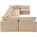 Meridian Comfy Beige Velvet Modular Sectional IMAGE 4
