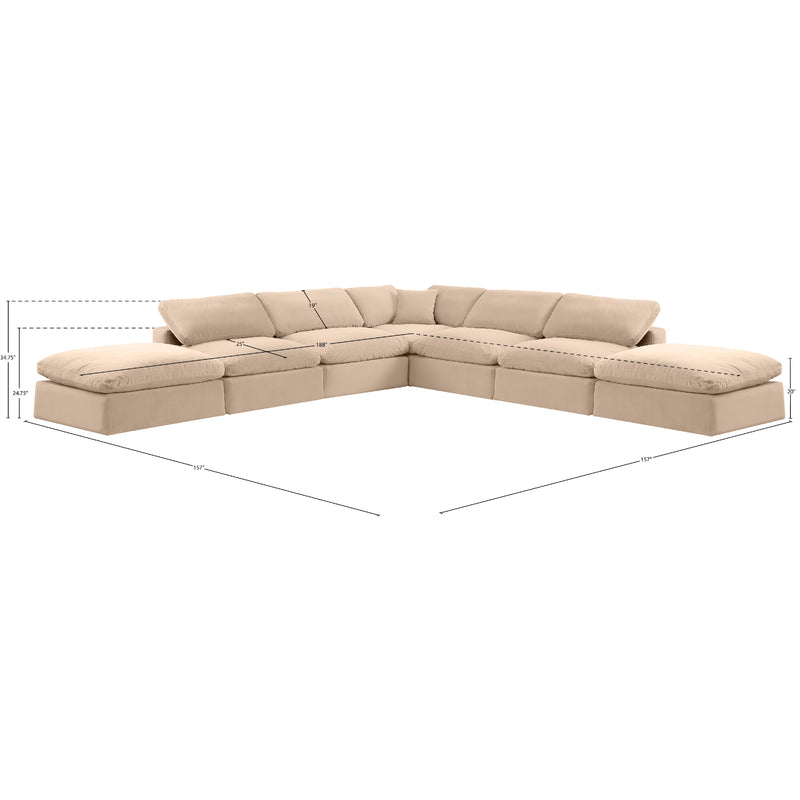 Meridian Comfy Beige Velvet Modular Sectional IMAGE 10