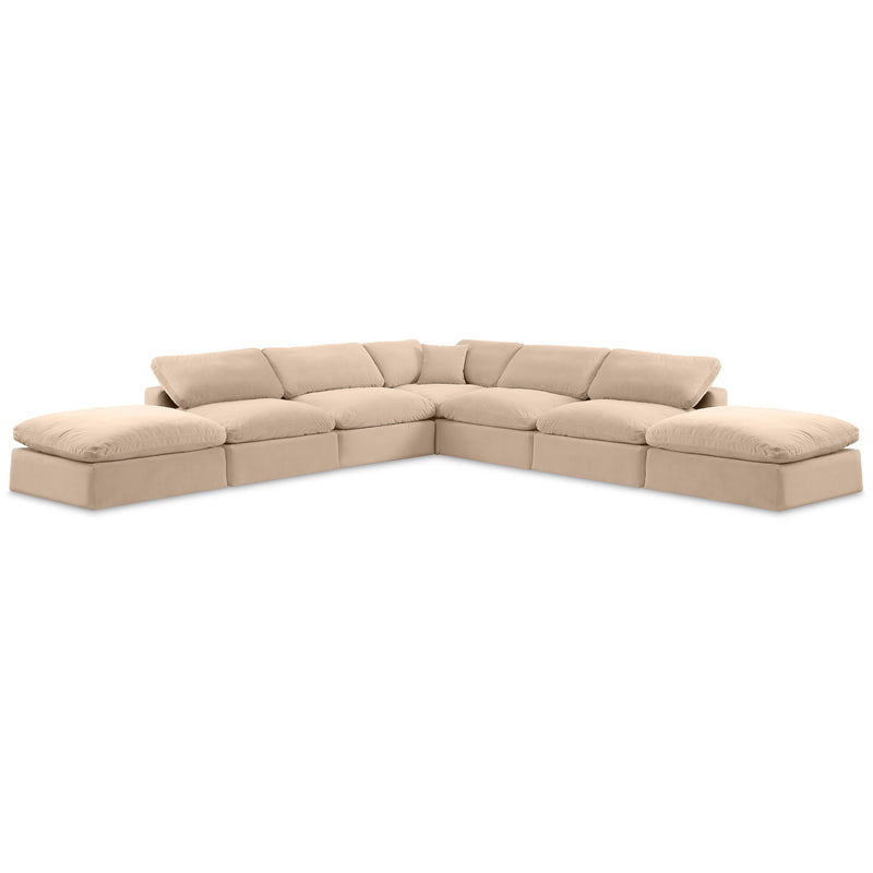 Meridian Comfy Beige Velvet Modular Sectional IMAGE 1