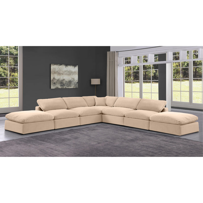 Meridian Comfy Beige Velvet Modular Sectional IMAGE 2
