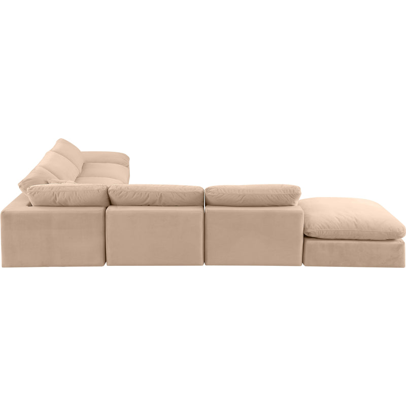 Meridian Comfy Beige Velvet Modular Sectional IMAGE 4