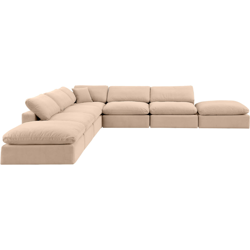 Meridian Comfy Beige Velvet Modular Sectional IMAGE 5