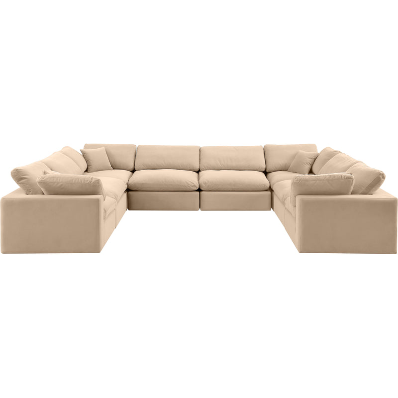 Meridian Comfy Beige Velvet Modular Sectional IMAGE 5