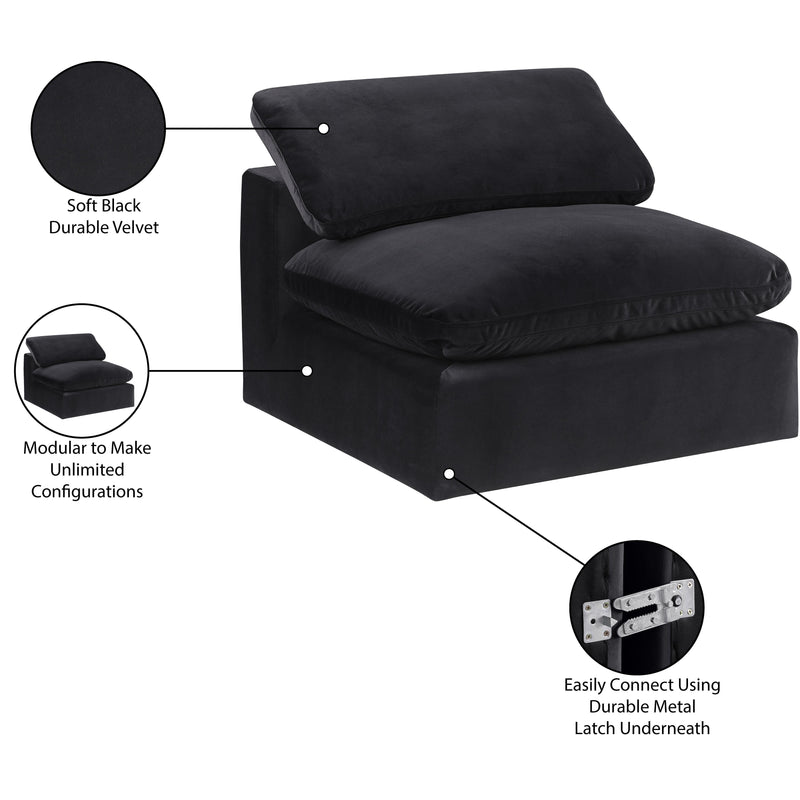 Meridian Comfy Black Velvet Modular Armless Chair IMAGE 11