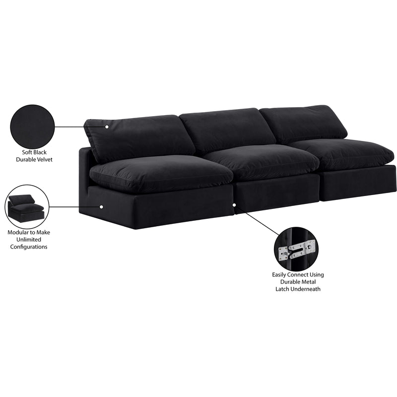 Meridian Comfy Black Velvet Modular Sofa IMAGE 10