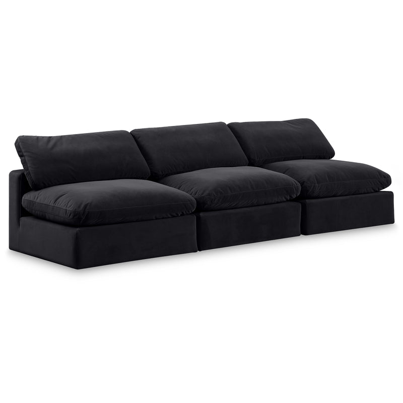 Meridian Comfy Black Velvet Modular Sofa IMAGE 1