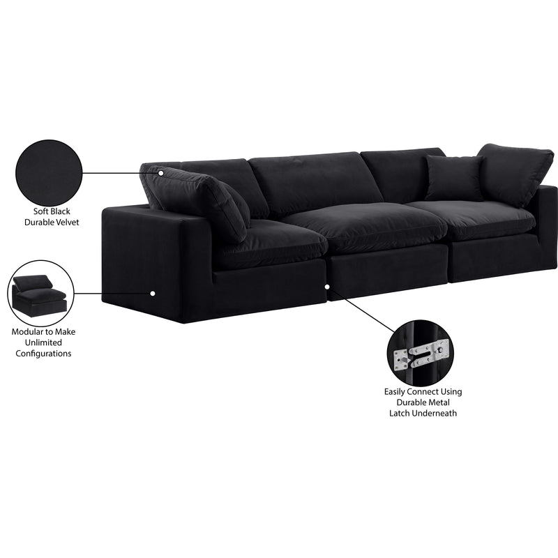 Meridian Comfy Black Velvet Modular Sofa IMAGE 11