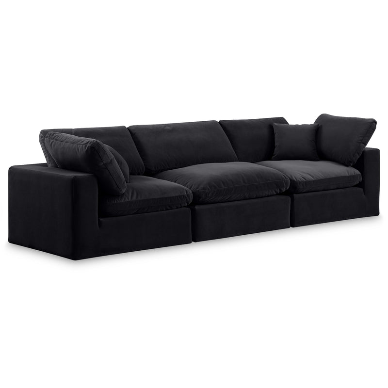 Meridian Comfy Black Velvet Modular Sofa IMAGE 1