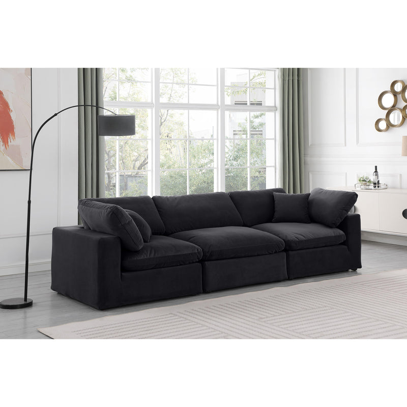 Meridian Comfy Black Velvet Modular Sofa IMAGE 2