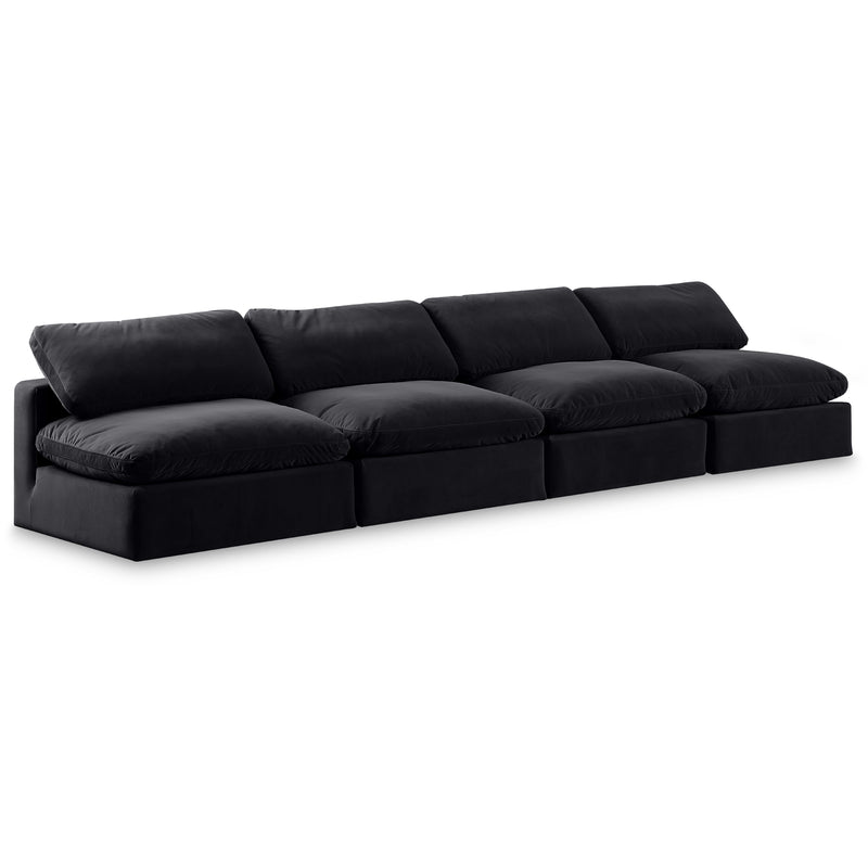 Meridian Comfy Black Velvet Modular Sofa IMAGE 1