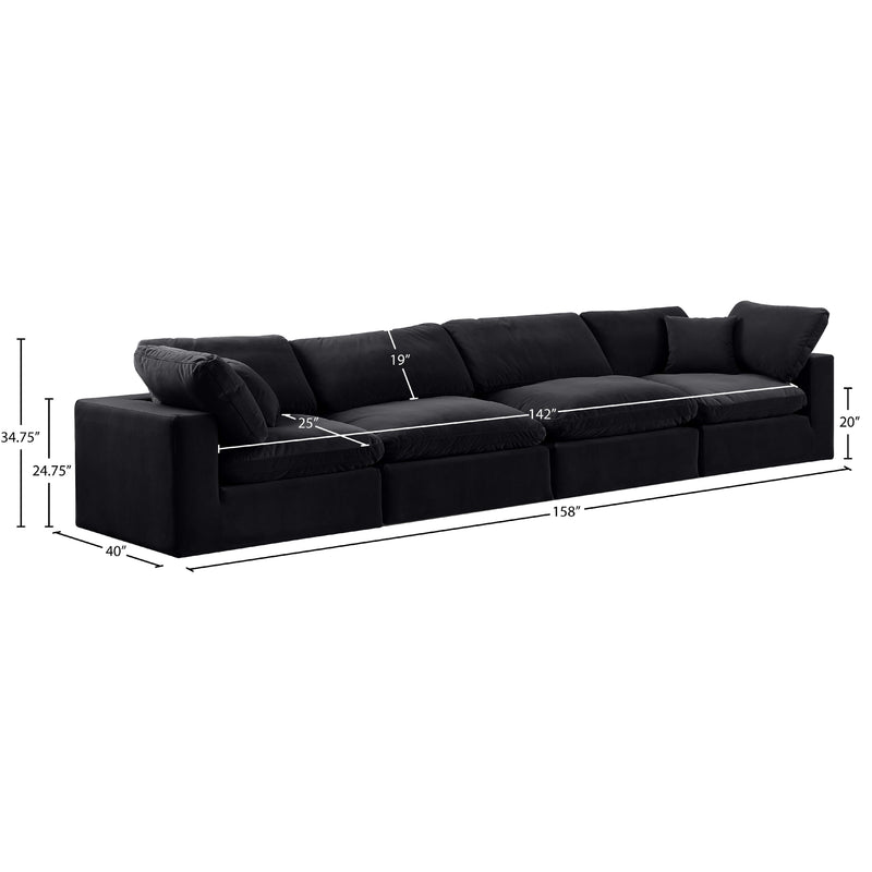 Meridian Comfy Black Velvet Modular Sofa IMAGE 10